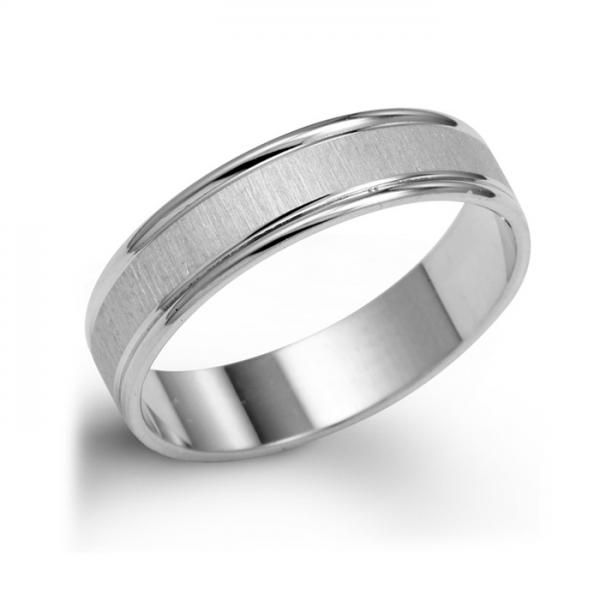 Men's 14K 5mm Brushed Custom White Gold Wedding Band